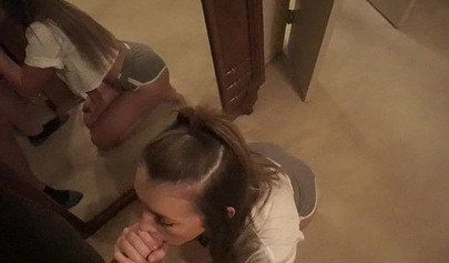 Amateur girl with big ass gives stunning blowjob in POV