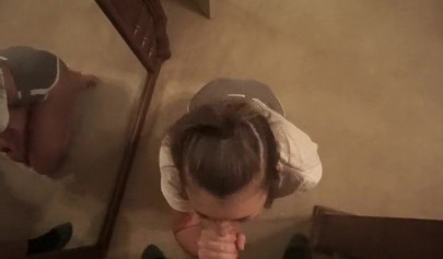 Amateur girl with big ass gives stunning blowjob in POV