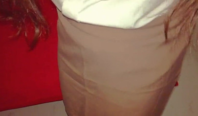 Slutty teenage secretary in sexy uniform gets done from behind at work