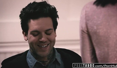 Stepsisters Kenzie Reeves and Joanna Angel fuck the same tattooed dude