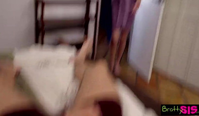 Slutty teen Chloe Cherry takes care of her stepbrother's super fat dick