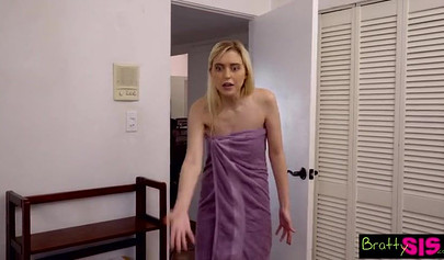 Slutty teen Chloe Cherry takes care of her stepbrother's super fat dick