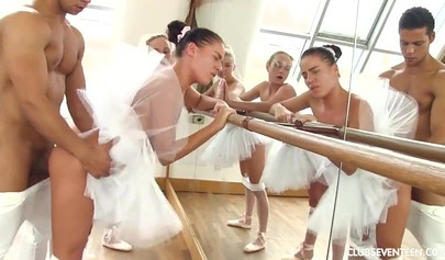 Cayla Lyons, Evelyn Dellai & Vinna Reed share their ballet teacher's dick