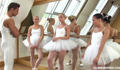 Cayla Lyons, Evelyn Dellai & Vinna Reed share their ballet teacher's dick