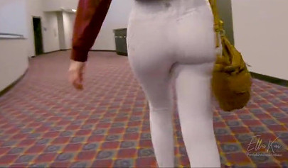 Beautiful amateur blonde drilled at a movie theater
