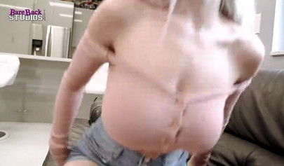 Horny blonde teen Skylar Vox with huge tits seduced and fucked stepdad