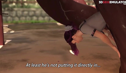 Sexy 3d anime hottie stuck in the parked and gets a public creampie