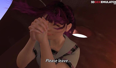 Sexy 3d anime hottie stuck in the parked and gets a public creampie