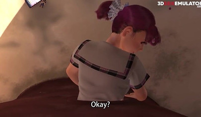 Sexy 3d anime hottie stuck in the parked and gets a public creampie