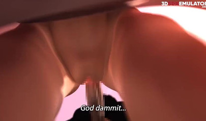 Sexy 3d anime hottie stuck in the parked and gets a public creampie