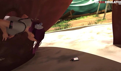 Sexy 3d anime hottie stuck in the parked and gets a public creampie