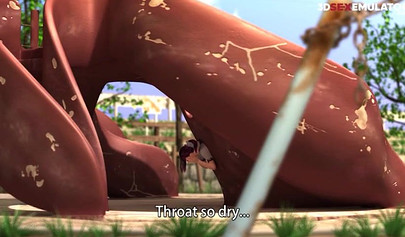 Sexy 3d anime hottie stuck in the parked and gets a public creampie