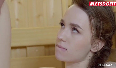 It is so hot in the sauna for Angel Rush