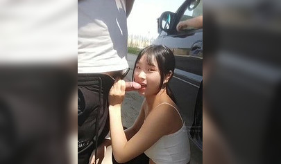 Chinese teen beauty chokes on a massive hard cock and loves it