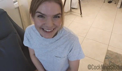 Blonde teen stepsister is ready to let her stepbrother fill her pussy