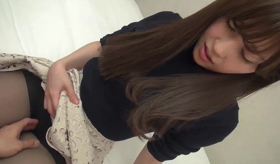 Japanese teen with bangs sucking on a cock before some rough plowing