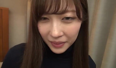 Japanese teen with bangs sucking on a cock before some rough plowing