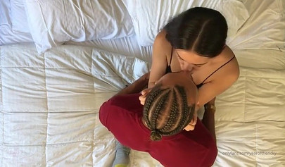 Black dude with a massive cock pleases a horny brunette teen babe