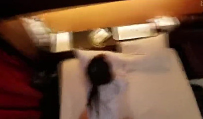 Tiny Asian schoolgirl swallows a fat schlong before being hammered rough