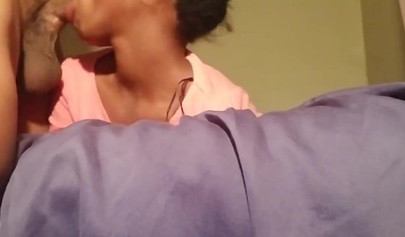 Ebony nubile chokes on a big black cock and gets dicked down