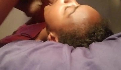 Ebony nubile chokes on a big black cock and gets dicked down