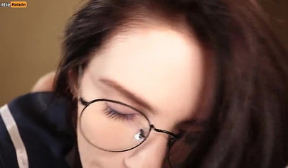 Stunning teen with glasses gets her soft pussy smashed balls deep