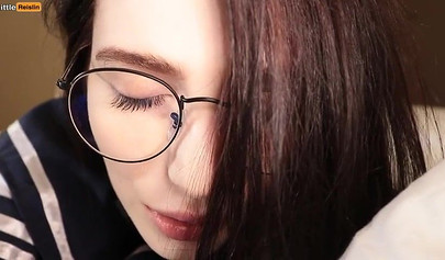 Stunning teen with glasses gets her soft pussy smashed balls deep