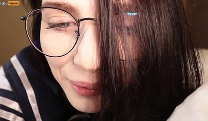 Stunning teen with glasses gets her soft pussy smashed balls deep