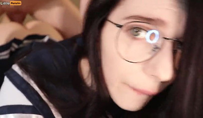 Stunning teen with glasses gets her soft pussy smashed balls deep