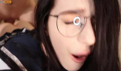 Stunning teen with glasses gets her soft pussy smashed balls deep