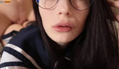 Stunning teen with glasses gets her soft pussy smashed balls deep