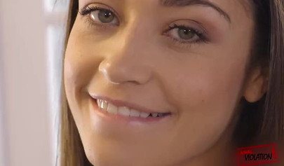 Young brunette chokes on a huge dick and gets her ass railed