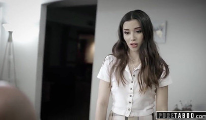 Petite nubile blackmails a married man into smashing her tiny pussy