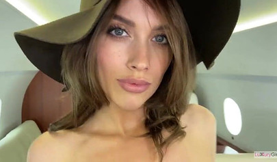 Babe gives an amazing blowjob and gets fucked in a private jet