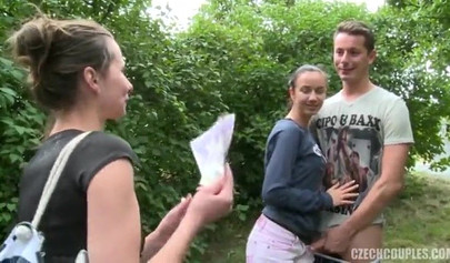 Adorable nubile schoolgirls suck and fuck like real whores in the woods