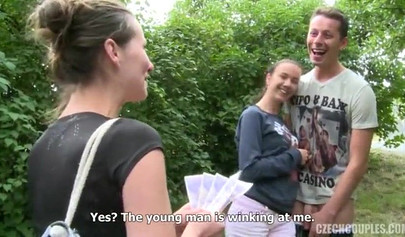 Adorable nubile schoolgirls suck and fuck like real whores in the woods