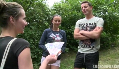 Adorable nubile schoolgirls suck and fuck like real whores in the woods