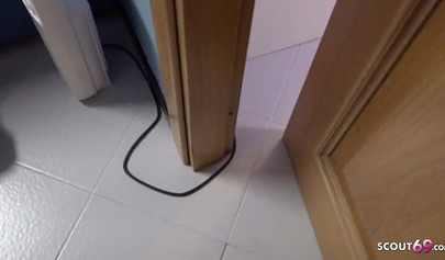 Teen stepsister helps stepbrother with his erections by sucking and fucking him