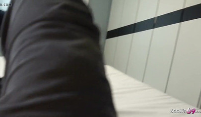 Teen stepsister helps stepbrother with his erections by sucking and fucking him