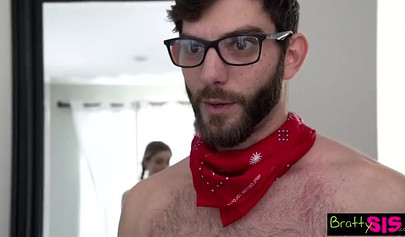 Teen with pigtails gives a sloppy blowjob before enjoying some pussy ramming