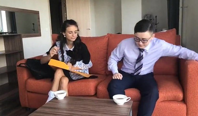 Teen maid enjoys some rough slamming with her boss' massive chad cock