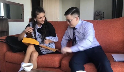 Teen maid enjoys some rough slamming with her boss' massive chad cock