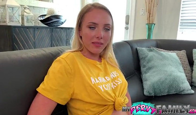 Suction and some rough banging for a perverted and bratty teen stepsister