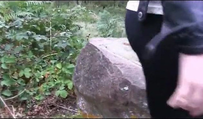 Public sloppy blow bang for a redhead teen slut in the woods