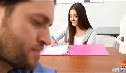 Teen schoolgirl gets out of detention by sucking and fucking a teacher