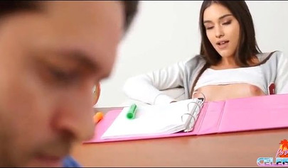 Teen schoolgirl gets out of detention by sucking and fucking a teacher