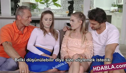 Orgy with a pair of teen sluts and some old horny dogs