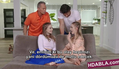 Orgy with a pair of teen sluts and some old horny dogs