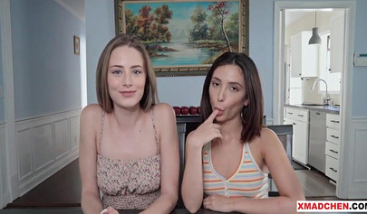 Stunning 18 year old chicks work hard to please a massive penis