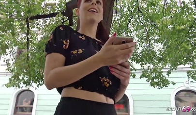 Redhead teen in lingerie enjoys slobbering over a cock and getting banged